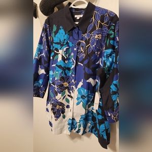 CHICO'S Women's Tunic Sz 3.5 NWT Blue/Black/Gold